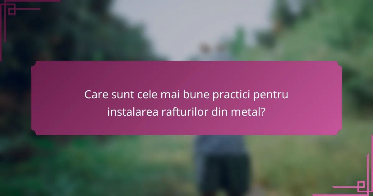 Care sunt cele mai bune practici pentru instalarea rafturilor din metal?