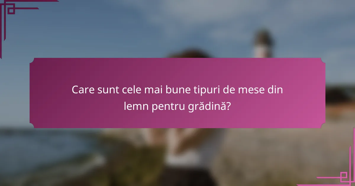 Care sunt cele mai bune tipuri de mese din lemn pentru grădină?