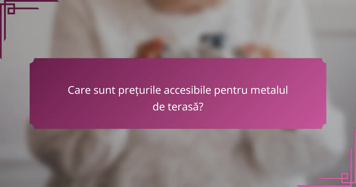 Care sunt prețurile accesibile pentru metalul de terasă?