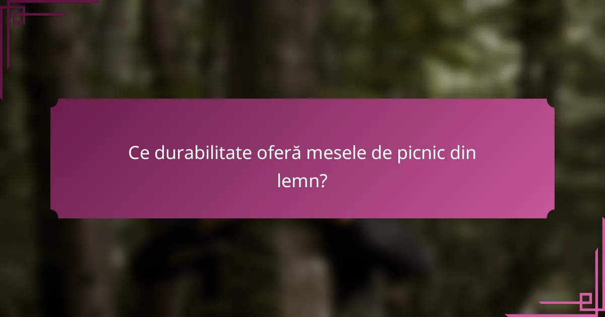 Ce durabilitate oferă mesele de picnic din lemn?