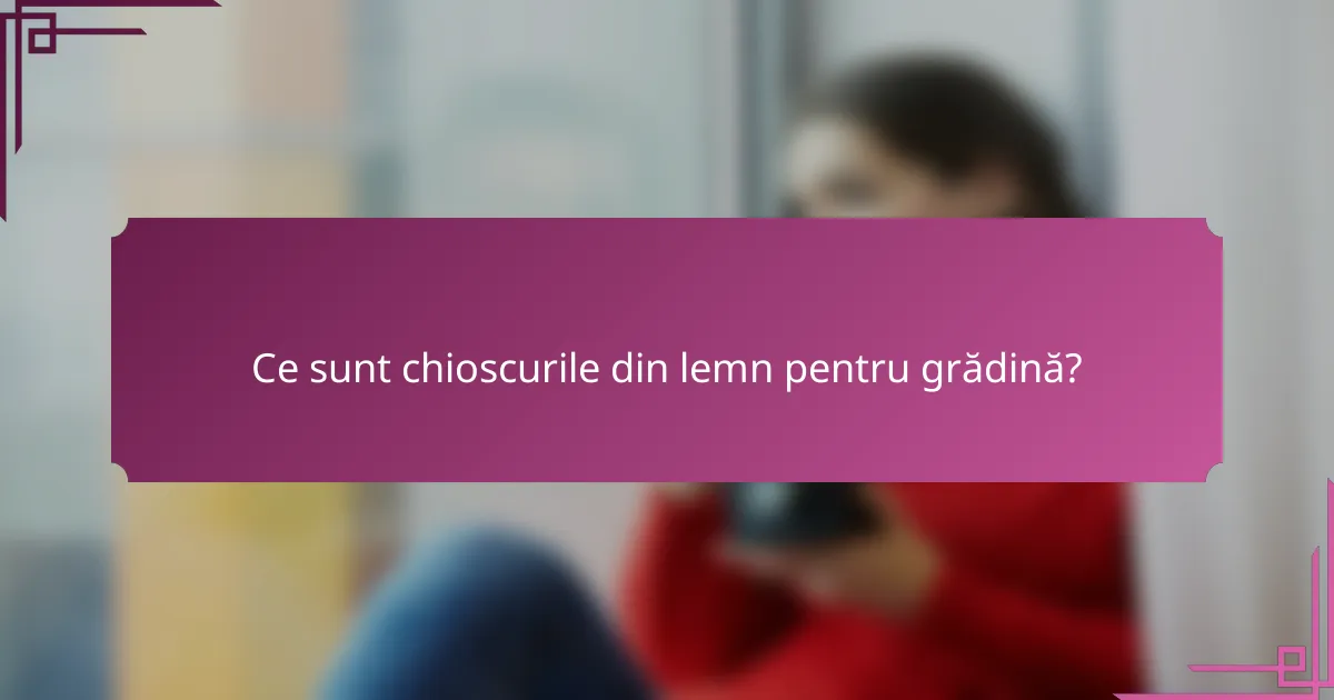 Ce sunt chioscurile din lemn pentru grădină?