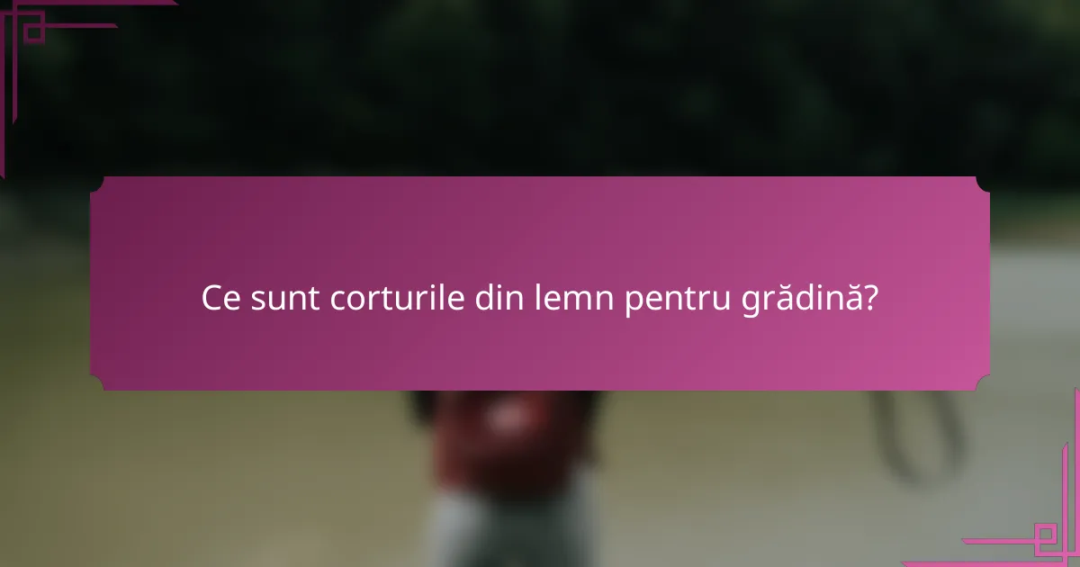 Ce sunt corturile din lemn pentru grădină?