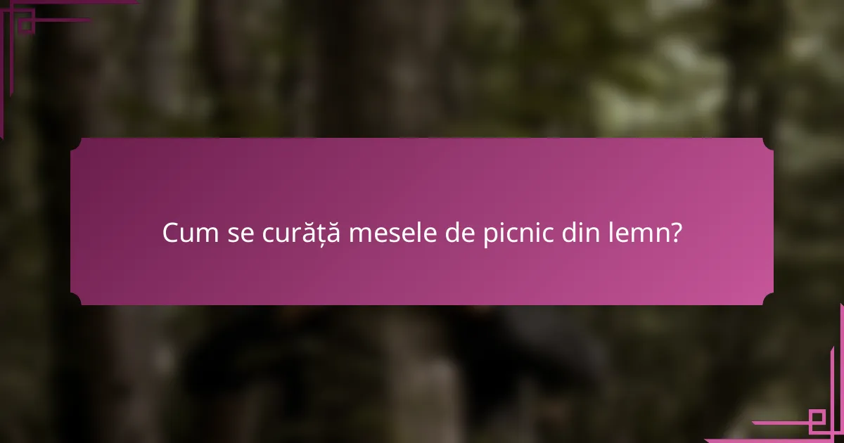 Cum se curăță mesele de picnic din lemn?