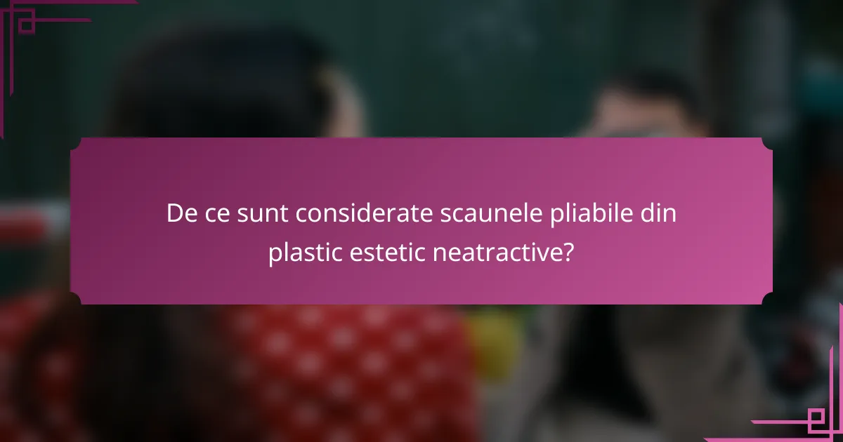 De ce sunt considerate scaunele pliabile din plastic estetic neatractive?