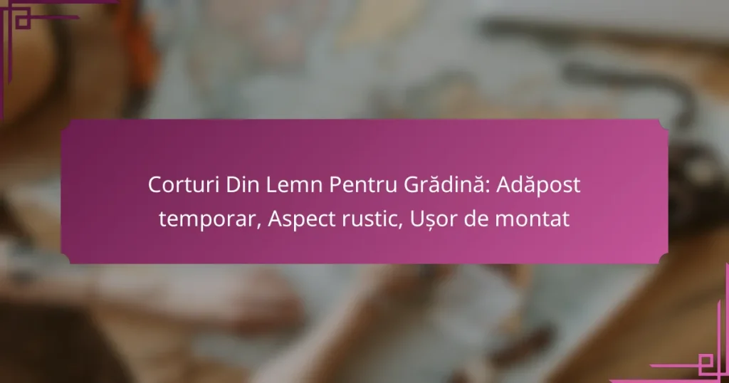 Corturi Din Lemn Pentru Grădină: Adăpost temporar, Aspect rustic, Ușor de montat