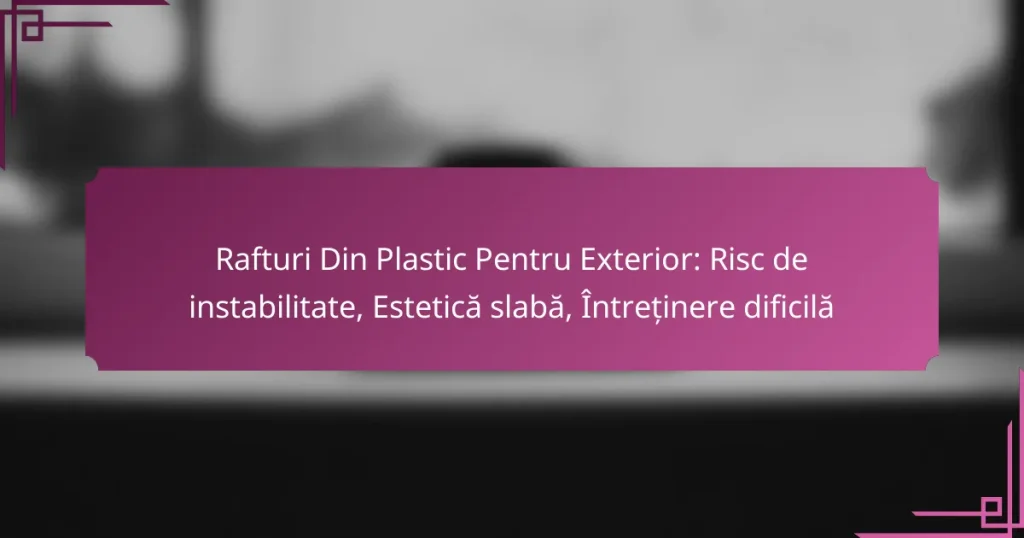Rafturi Din Plastic Pentru Exterior: Risc de instabilitate, Estetică slabă, Întreținere dificilă