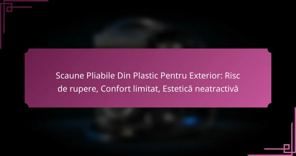 Scaune Pliabile Din Plastic Pentru Exterior: Risc de rupere, Confort limitat, Estetică neatractivă